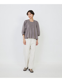 【LOISIR】｜2BUY10%OFF・3BUY20%OFF｜インドコットンポプリンハンドスモッキングブラウス 詳細画像 ブラック 2