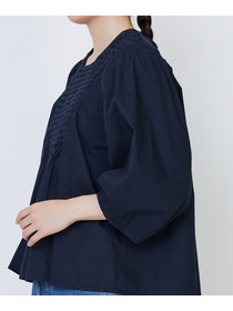 【LOISIR】｜2BUY10%OFF・3BUY20%OFF｜インドコットンポプリンハンドスモッキングブラウス 詳細画像 ブラック 22