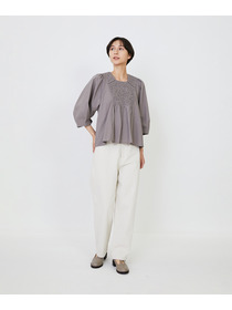 【LOISIR】｜2BUY10%OFF・3BUY20%OFF｜インドコットンポプリンハンドスモッキングブラウス 詳細画像 ブラック 3