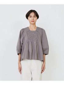 【LOISIR】｜2BUY10%OFF・3BUY20%OFF｜インドコットンポプリンハンドスモッキングブラウス 詳細画像 ブラック 8