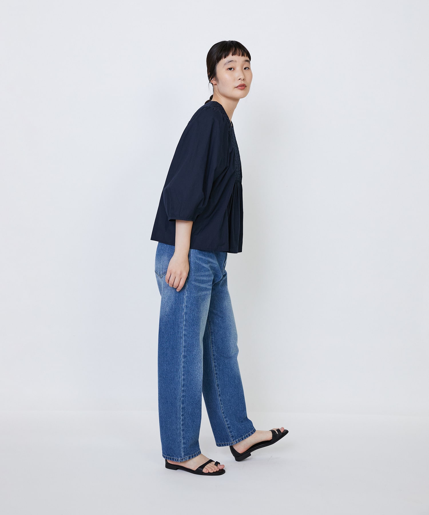 【LOISIR】｜2BUY10%OFF・3BUY20%OFF｜インドコットンポプリンハンドスモッキングブラウス 詳細画像 ブラック 15