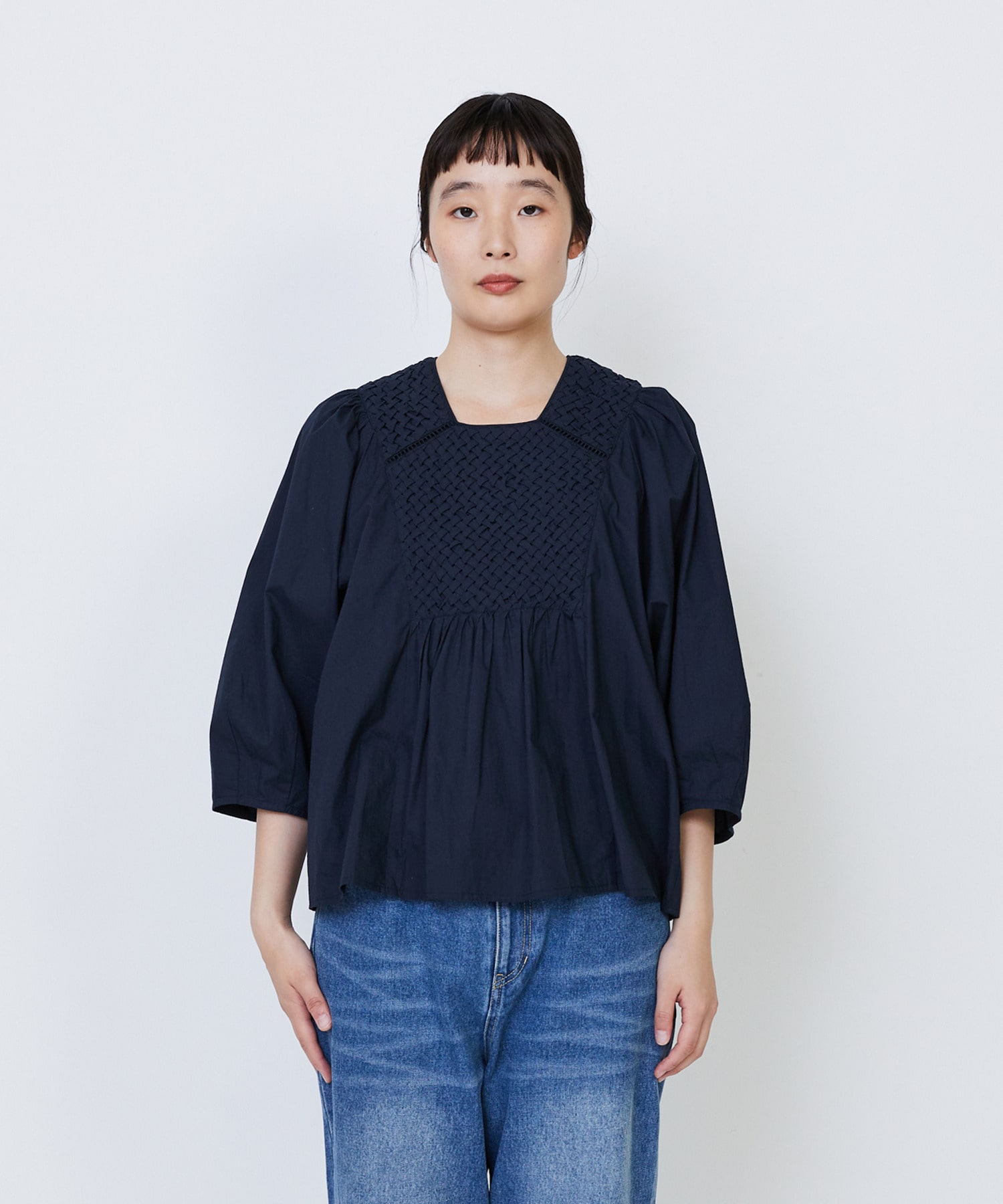 【LOISIR】｜2BUY10%OFF・3BUY20%OFF｜インドコットンポプリンハンドスモッキングブラウス 詳細画像 ブラック 17