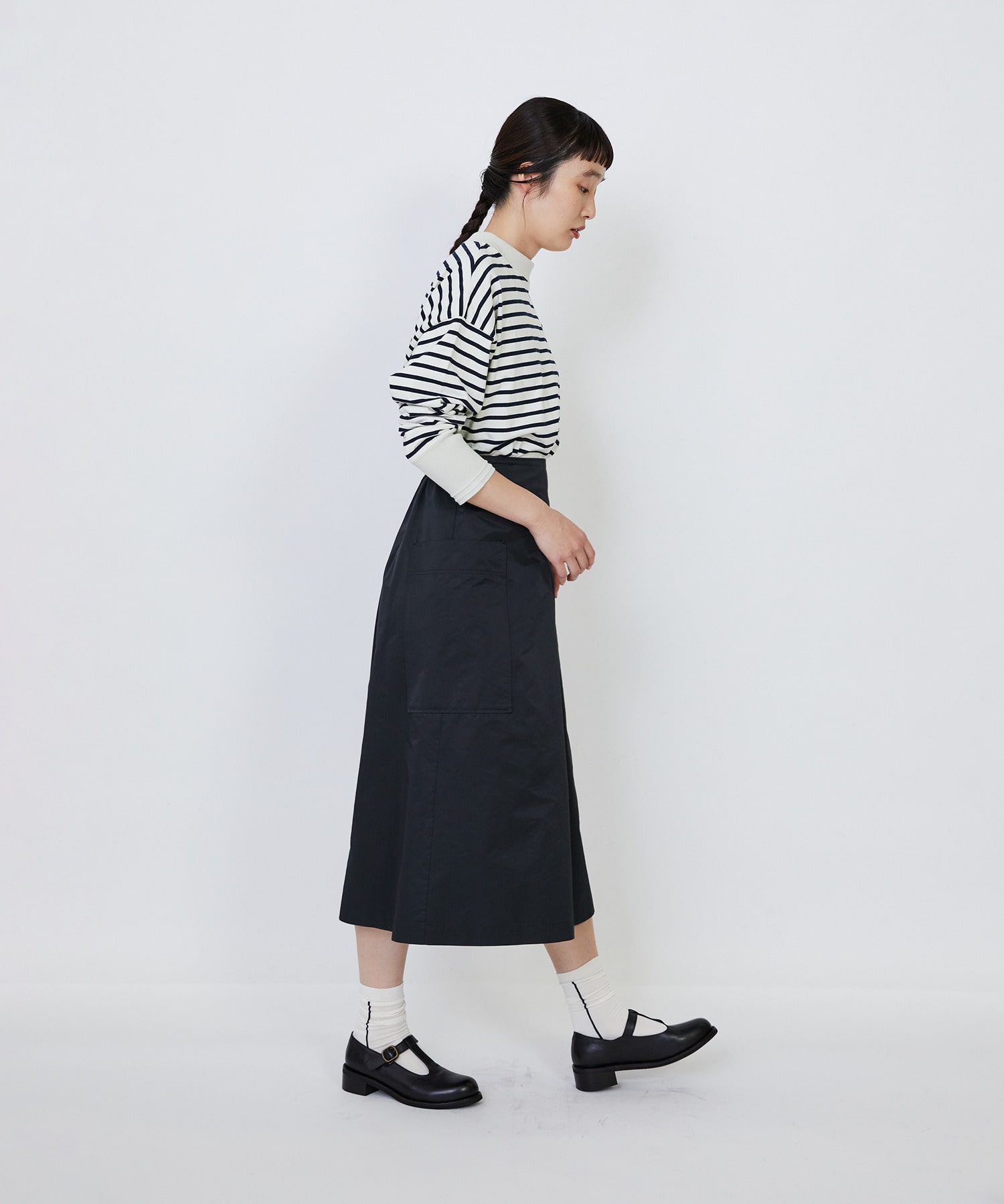 【LOISIR】【MTサイズ有り】エステルコットンタフタミモレスカート 詳細画像 ブラック 16