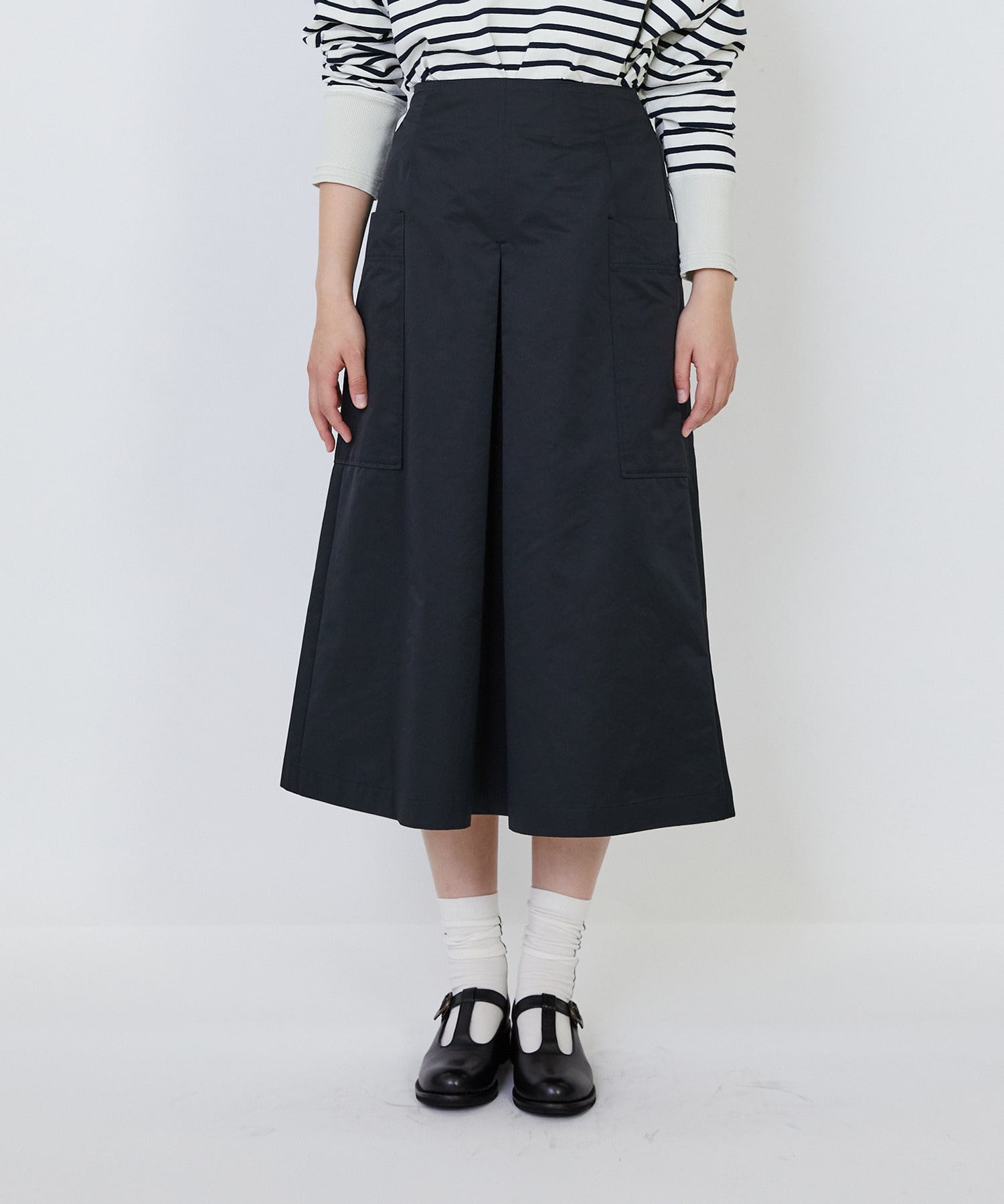 【LOISIR】【MTサイズ有り】エステルコットンタフタミモレスカート 詳細画像 ブラック 18