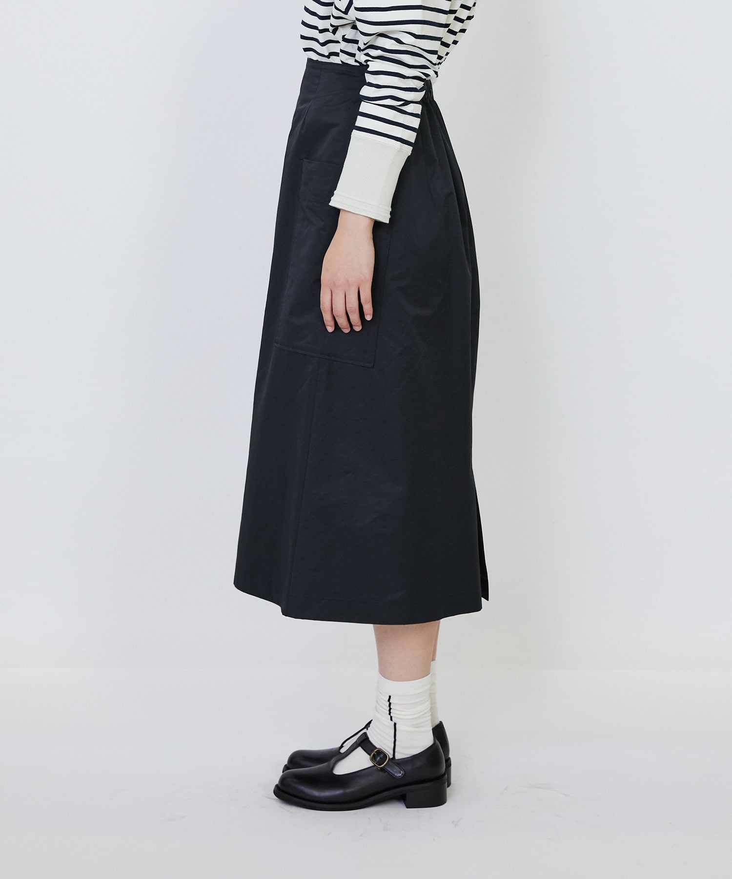 【LOISIR】【MTサイズ有り】エステルコットンタフタミモレスカート 詳細画像 ブラック 19