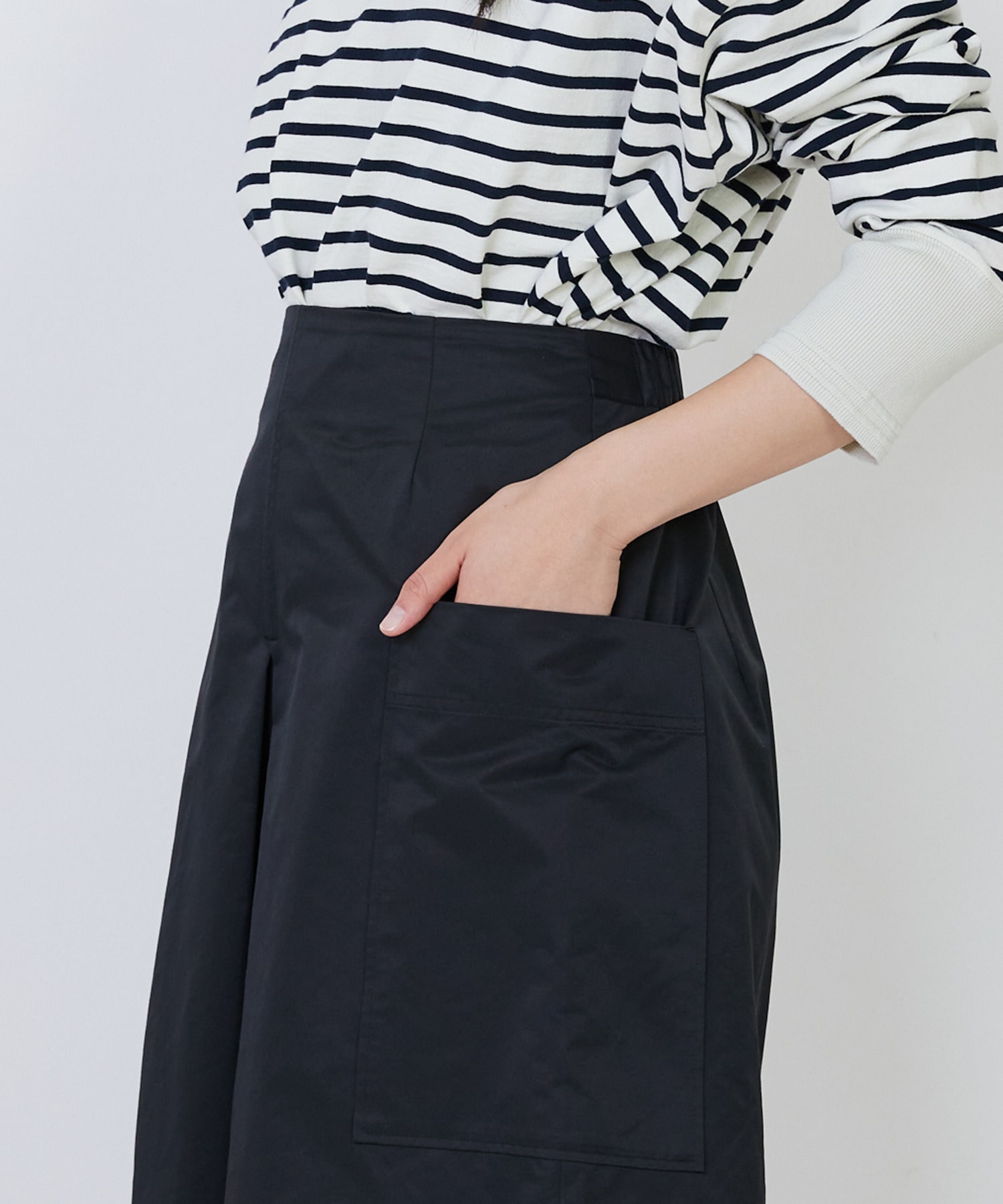 【LOISIR】【MTサイズ有り】エステルコットンタフタミモレスカート 詳細画像 ブラック 23