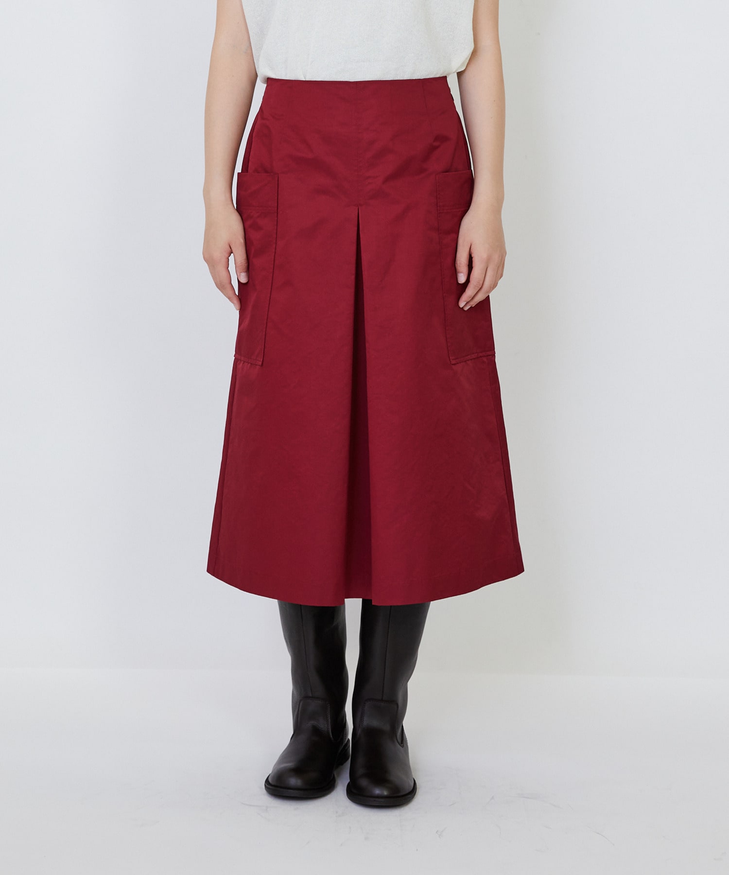 【LOISIR】【MTサイズ有り】エステルコットンタフタミモレスカート 詳細画像 ブラック 8