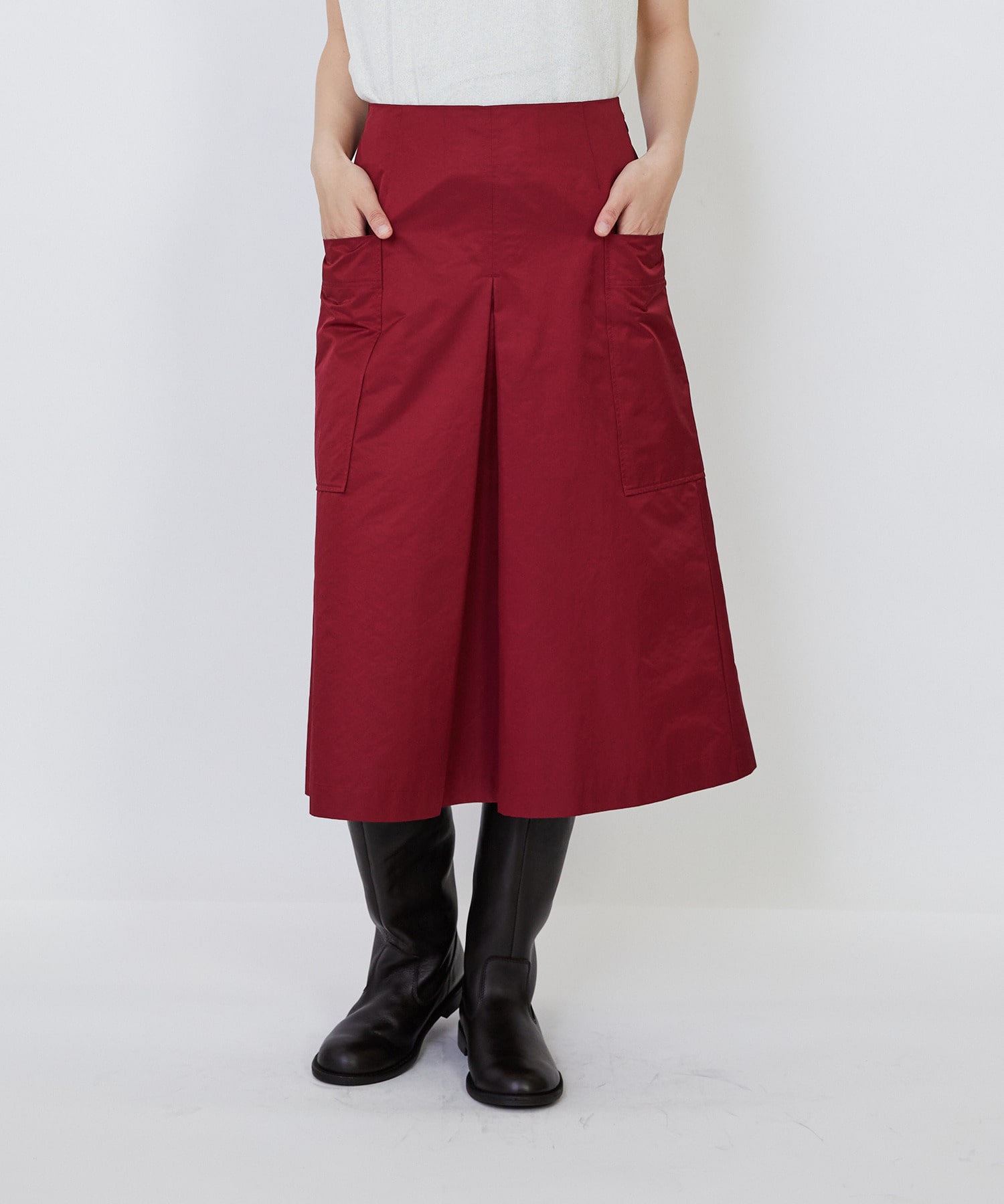【LOISIR】【MTサイズ有り】エステルコットンタフタミモレスカート 詳細画像 レッド 1