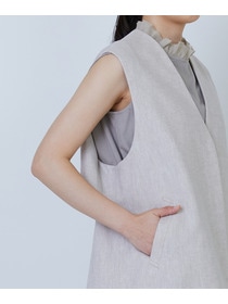 【LOISIR】エステルリネンヘリンボーンバックコンシャスベスト 詳細画像 グレー系その他 12