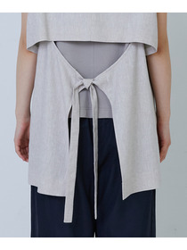 【LOISIR】エステルリネンヘリンボーンバックコンシャスベスト 詳細画像 グレー系その他 13