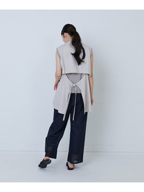 【LOISIR】エステルリネンヘリンボーンバックコンシャスベスト 詳細画像 グレー系その他 6