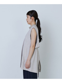 【LOISIR】エステルリネンヘリンボーンバックコンシャスベスト 詳細画像 グレー系その他 8