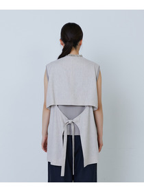 【LOISIR】エステルリネンヘリンボーンバックコンシャスベスト 詳細画像 グレー系その他 9