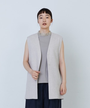 【LOISIR】エステルリネンヘリンボーンバックコンシャスベスト 詳細画像 グレー系その他 1