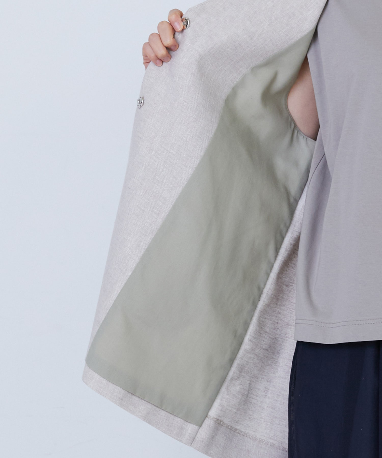 【LOISIR】エステルリネンヘリンボーンバックコンシャスベスト 詳細画像 グレー系その他 14