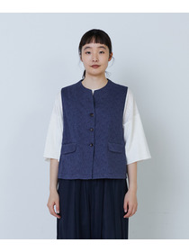 【LOISIR】リバティプリントオーバーダイベスト 詳細画像 ネイビー 8