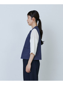 【LOISIR】リバティプリントオーバーダイベスト 詳細画像 ネイビー 9