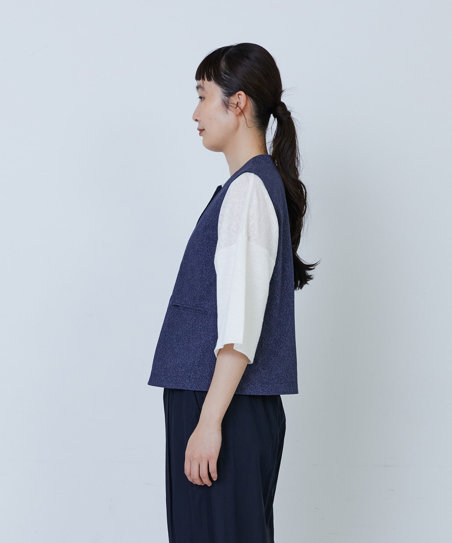 【LOISIR】リバティプリントオーバーダイベスト 詳細画像 ネイビー 9