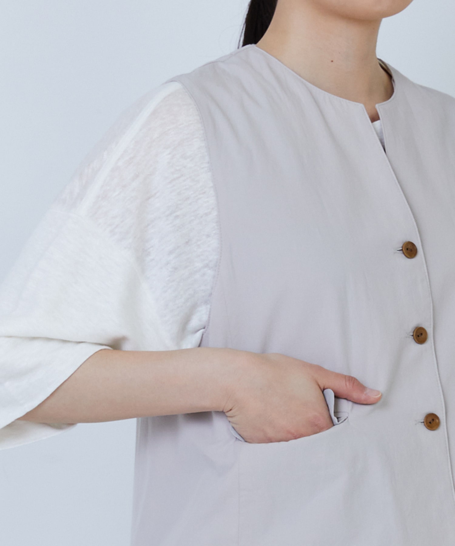 【LOISIR】コットンワッシャーローンベスト 詳細画像 ベージュ 12