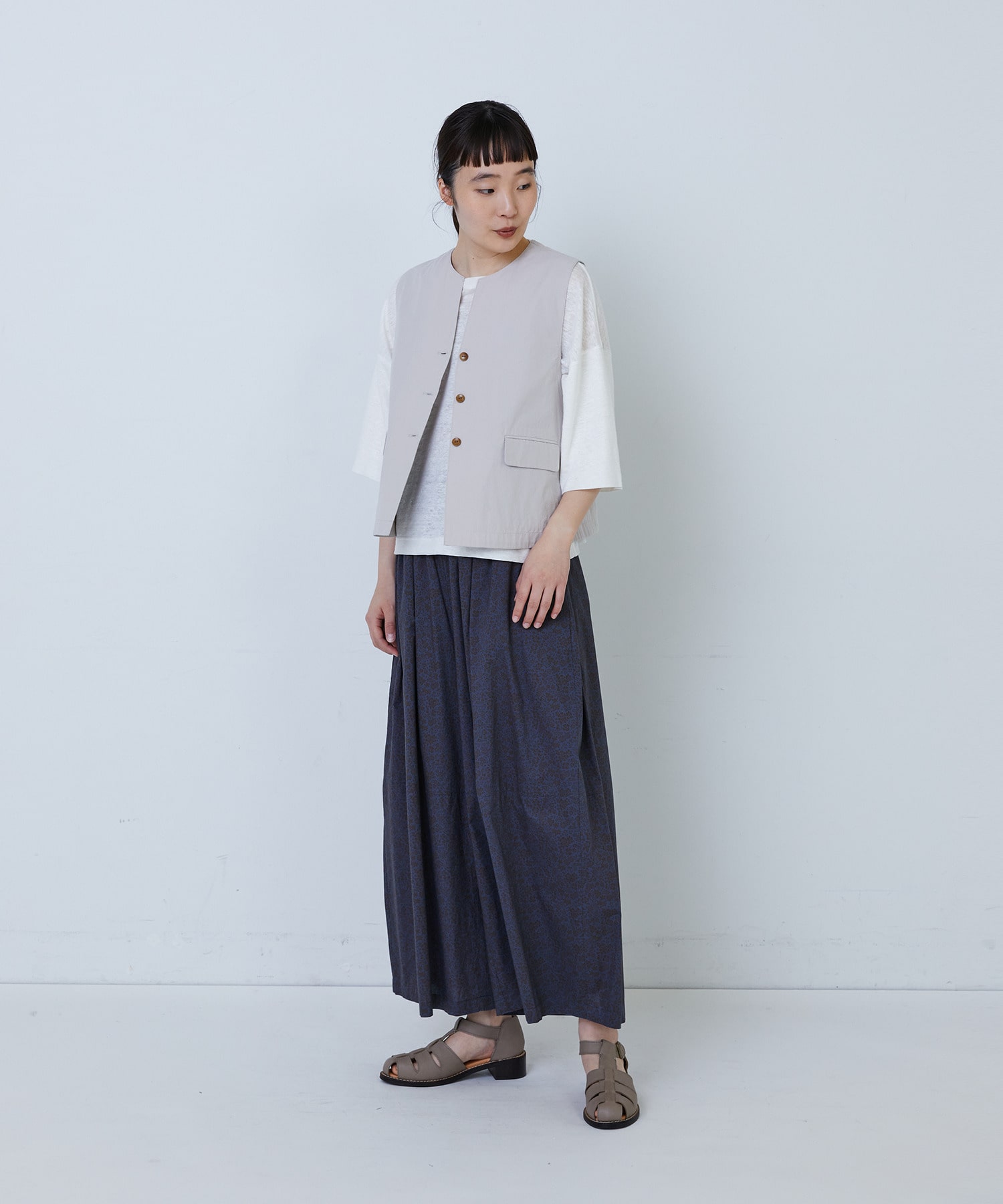 【LOISIR】コットンワッシャーローンベスト 詳細画像 ベージュ 2