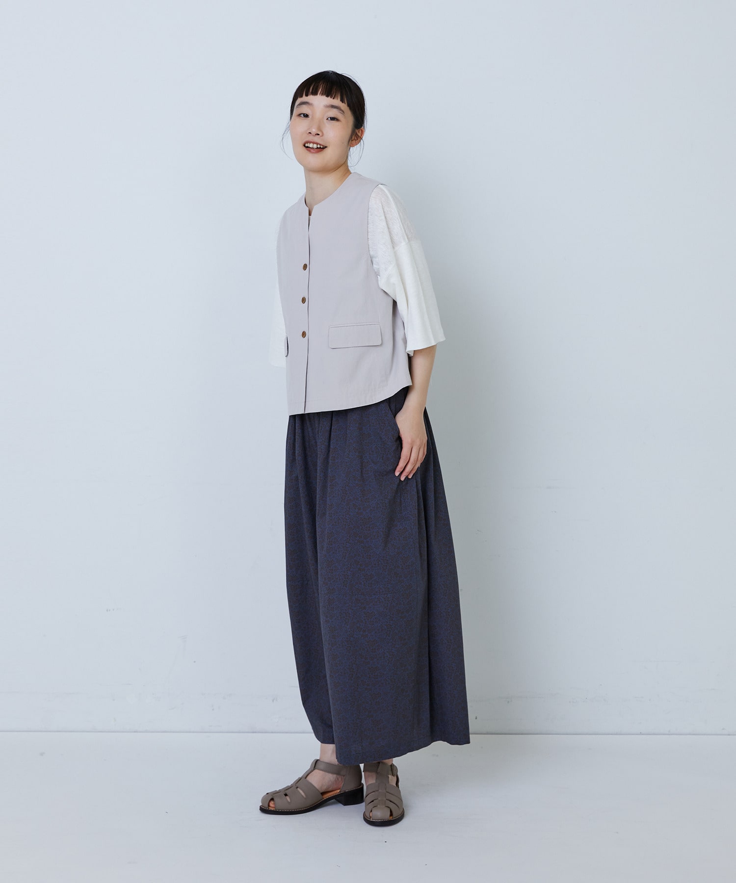 【LOISIR】コットンワッシャーローンベスト 詳細画像 ベージュ 4