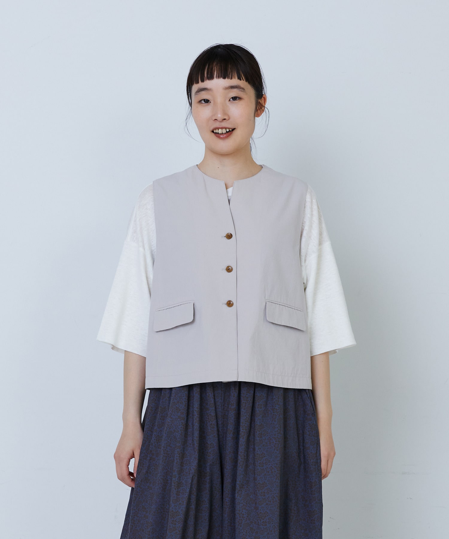 【LOISIR】コットンワッシャーローンベスト 詳細画像 ベージュ 1