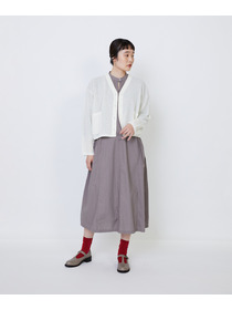 【LOISIR】エステルコットンリネンダブルジャカード編みショートカーディガン 詳細画像 ネイビー 1