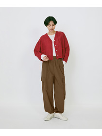 【LOISIR】エステルコットンリネンダブルジャカード編みショートカーディガン 詳細画像 ネイビー 10