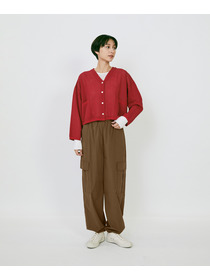 【LOISIR】エステルコットンリネンダブルジャカード編みショートカーディガン 詳細画像 ネイビー 12