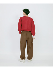 【LOISIR】エステルコットンリネンダブルジャカード編みショートカーディガン 詳細画像 ネイビー 15