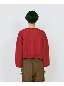 【LOISIR】エステルコットンリネンダブルジャカード編みショートカーディガン 詳細画像 ネイビー 18