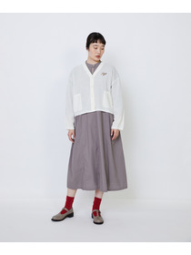 【LOISIR】エステルコットンリネンダブルジャカード編みショートカーディガン 詳細画像 ネイビー 2