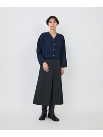 【LOISIR】エステルコットンリネンダブルジャカード編みショートカーディガン 詳細画像 ネイビー 21