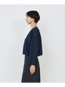 【LOISIR】エステルコットンリネンダブルジャカード編みショートカーディガン 詳細画像 ネイビー 25