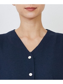 【LOISIR】エステルコットンリネンダブルジャカード編みショートカーディガン 詳細画像 ネイビー 27