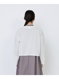 【LOISIR】エステルコットンリネンダブルジャカード編みショートカーディガン 詳細画像 ネイビー 8