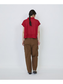 【LOISIR】エステルコットンリネンダブルジャカード編みニットポロ 詳細画像 レッド 12