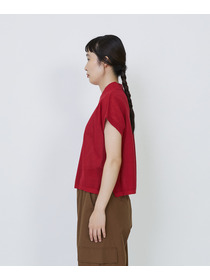 【LOISIR】エステルコットンリネンダブルジャカード編みニットポロ 詳細画像 レッド 14