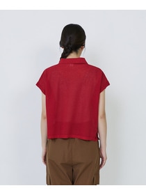 【LOISIR】エステルコットンリネンダブルジャカード編みニットポロ 詳細画像 レッド 15