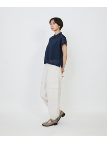 【LOISIR】エステルコットンリネンダブルジャカード編みニットポロ 詳細画像 レッド 18