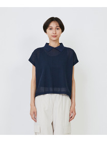 【LOISIR】エステルコットンリネンダブルジャカード編みニットポロ 詳細画像 レッド 21