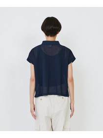 【LOISIR】エステルコットンリネンダブルジャカード編みニットポロ 詳細画像 レッド 23