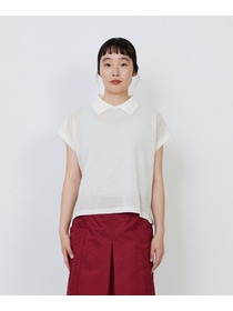 【LOISIR】エステルコットンリネンダブルジャカード編みニットポロ 詳細画像 レッド 6