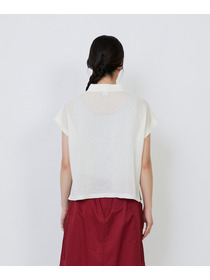 【LOISIR】エステルコットンリネンダブルジャカード編みニットポロ 詳細画像 レッド 8