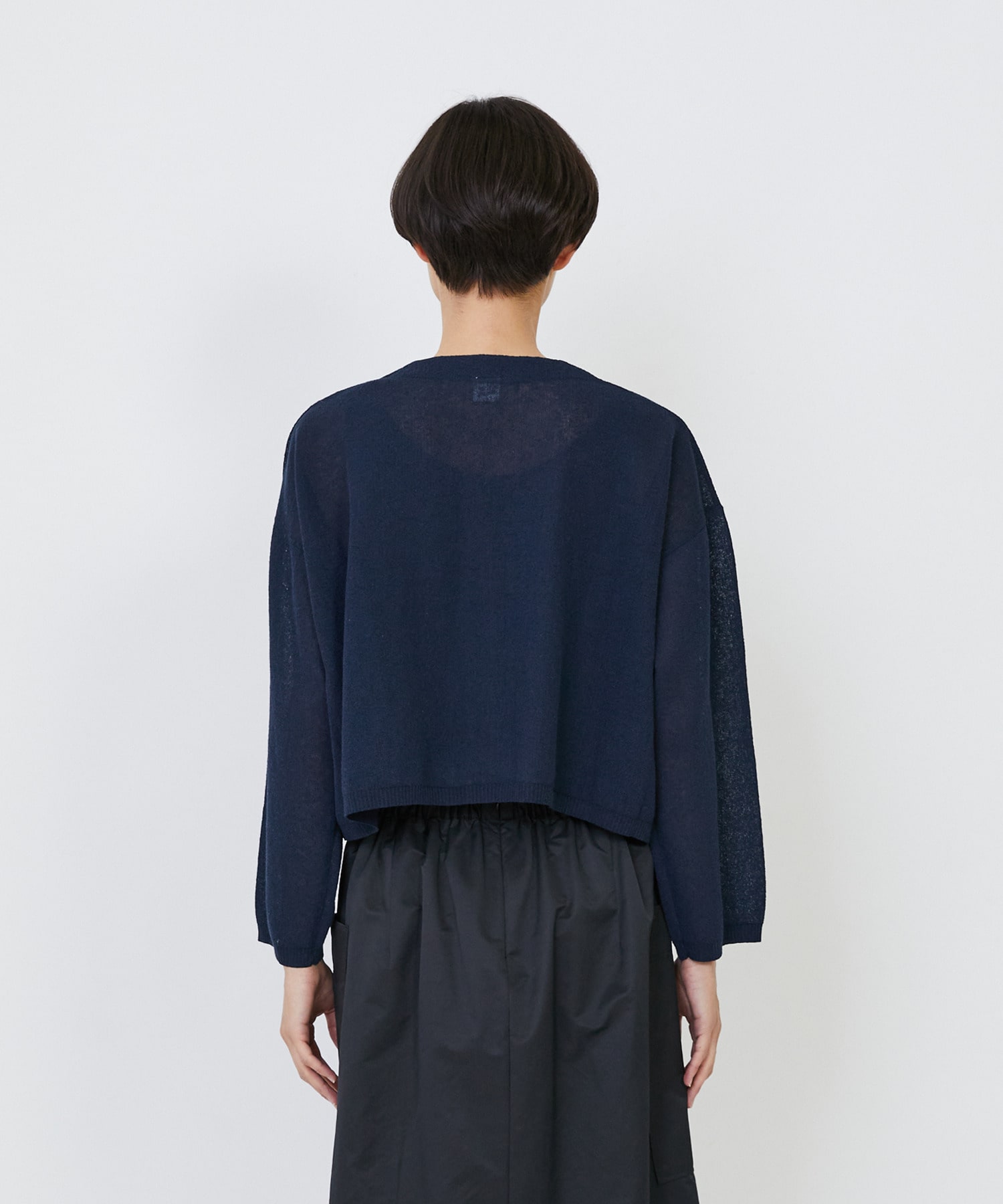 【LOISIR】エステルコットンリネンダブルジャカード編みショートカーディガン 詳細画像 ネイビー 26