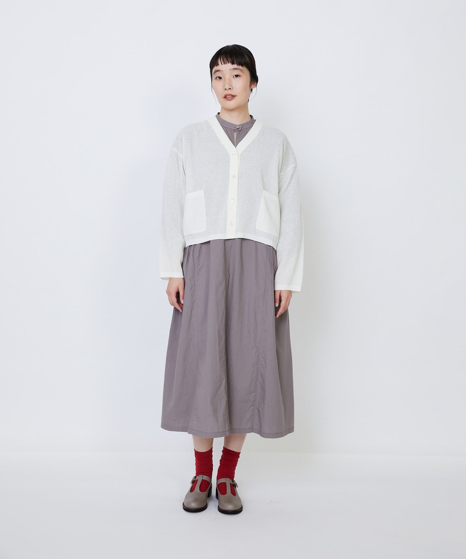 【LOISIR】エステルコットンリネンダブルジャカード編みショートカーディガン 詳細画像 ネイビー 3