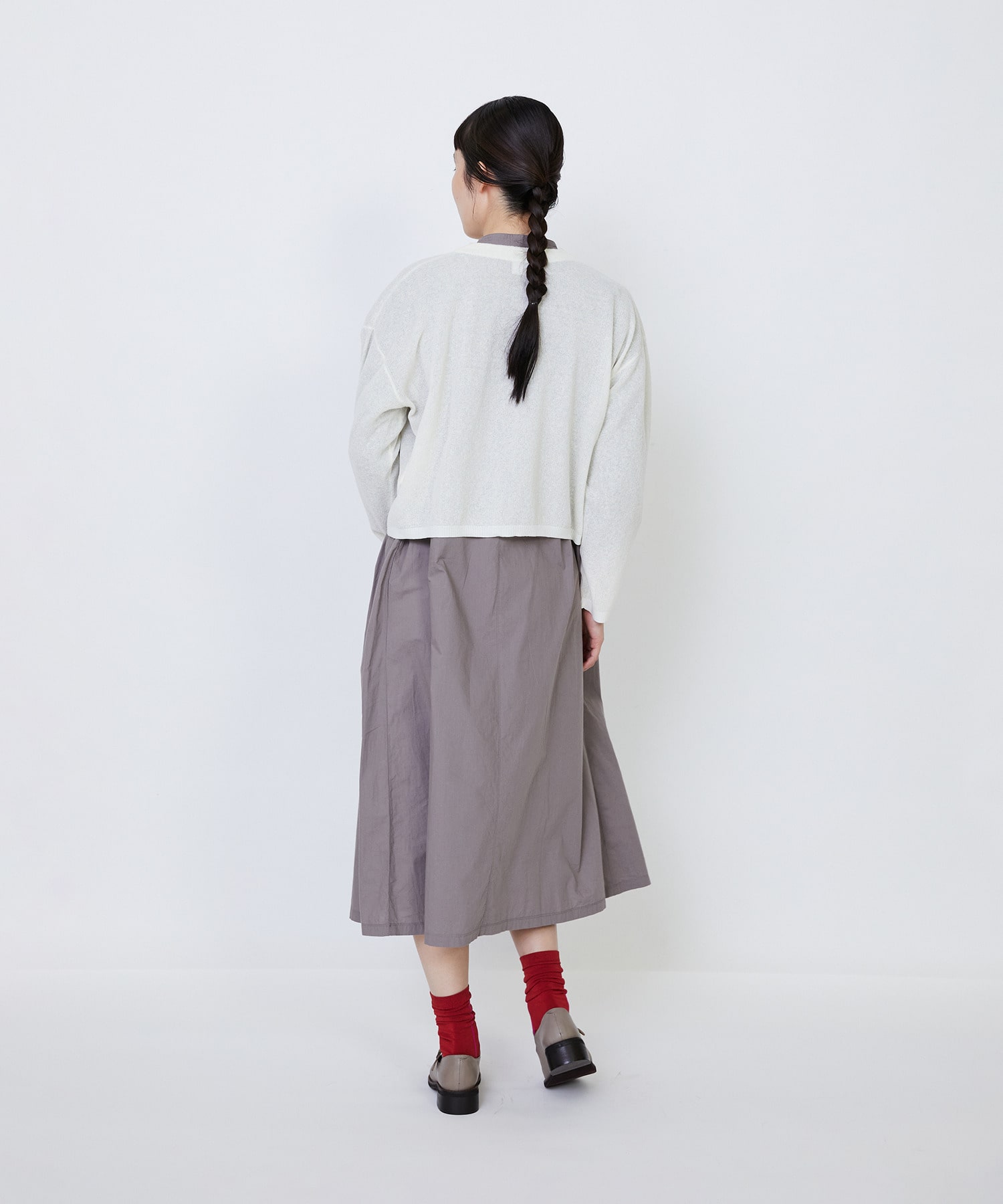 【LOISIR】エステルコットンリネンダブルジャカード編みショートカーディガン 詳細画像 ネイビー 5