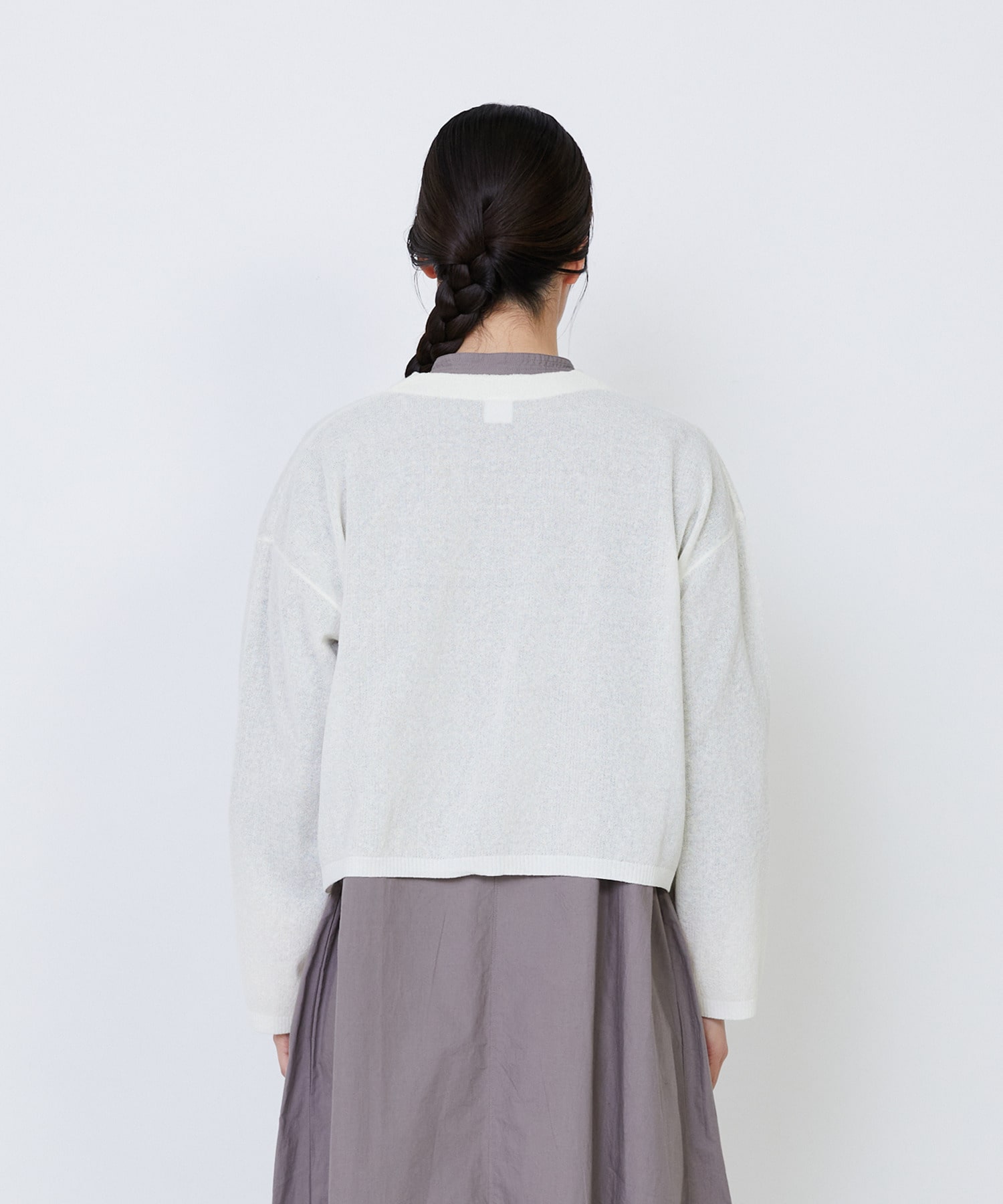 【LOISIR】エステルコットンリネンダブルジャカード編みショートカーディガン 詳細画像 ネイビー 8