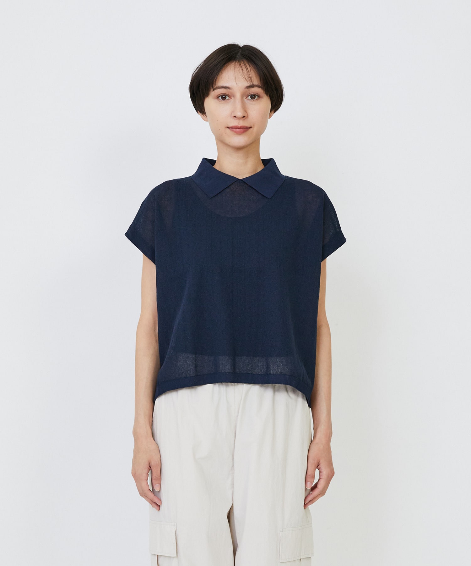 【LOISIR】エステルコットンリネンダブルジャカード編みニットポロ 詳細画像 レッド 21