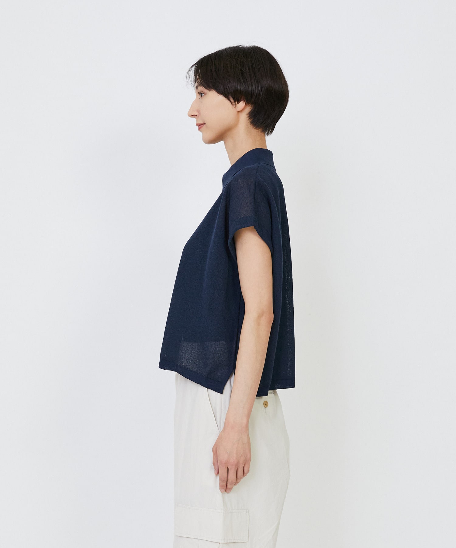 【LOISIR】エステルコットンリネンダブルジャカード編みニットポロ 詳細画像 レッド 22